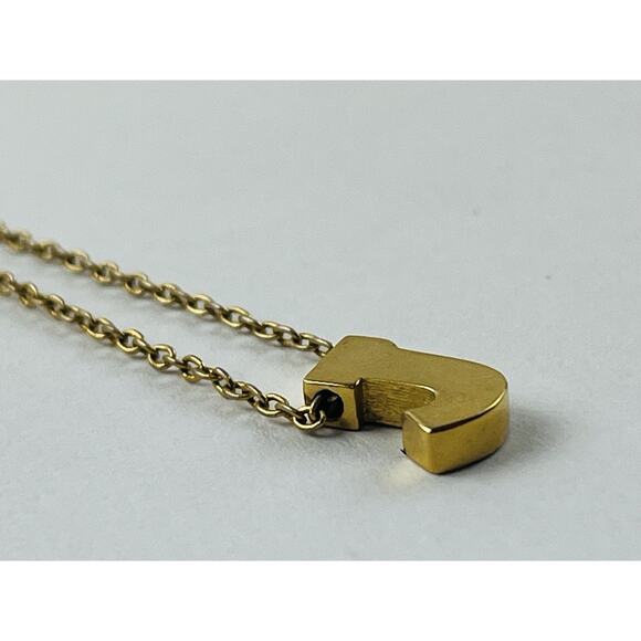 Vintage Trifari Initial J Necklace Gold Tone Letter Pendant Chain 16" Jewelry Na - Picture 14 of 16